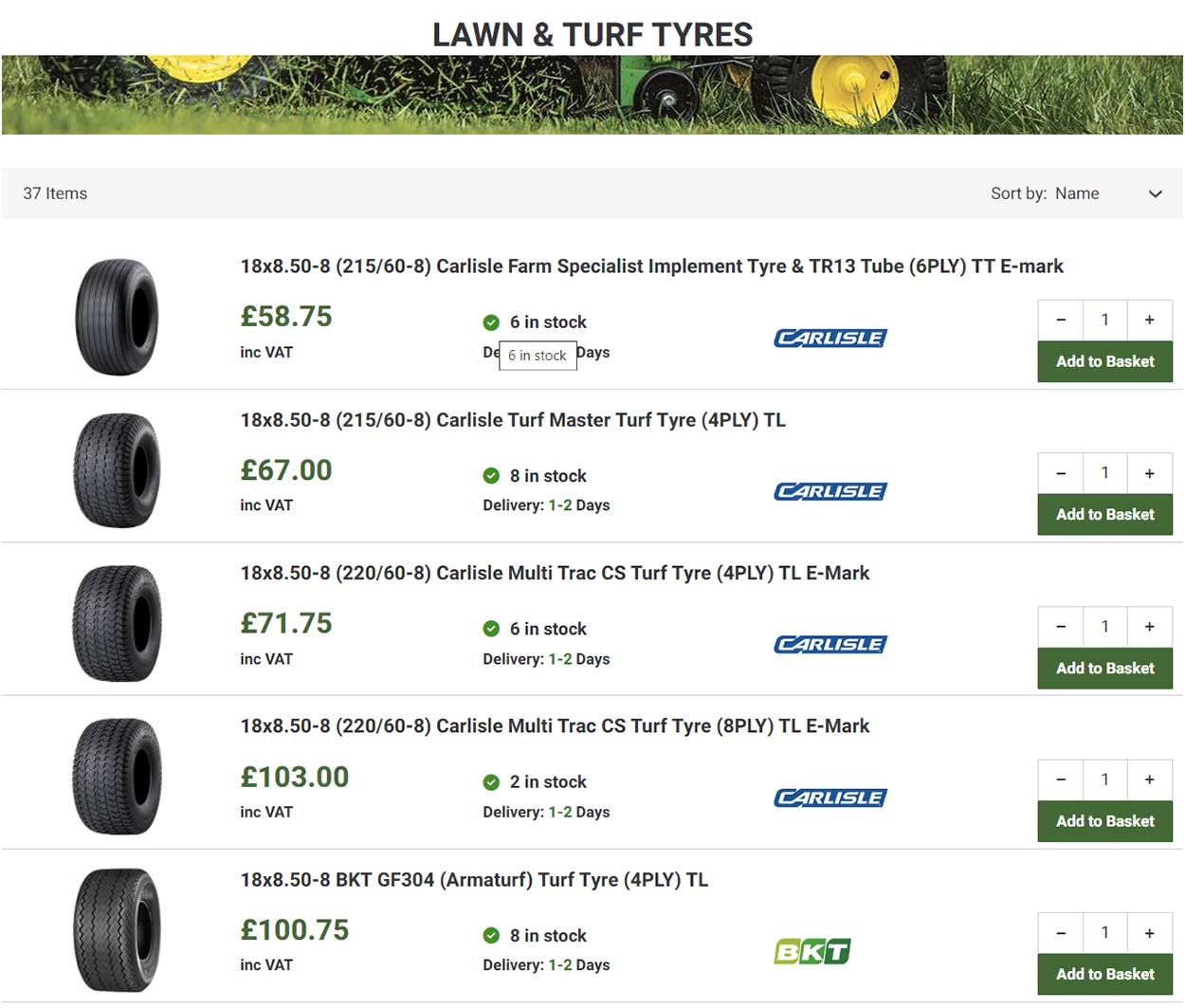 Terrain Tyres Product List